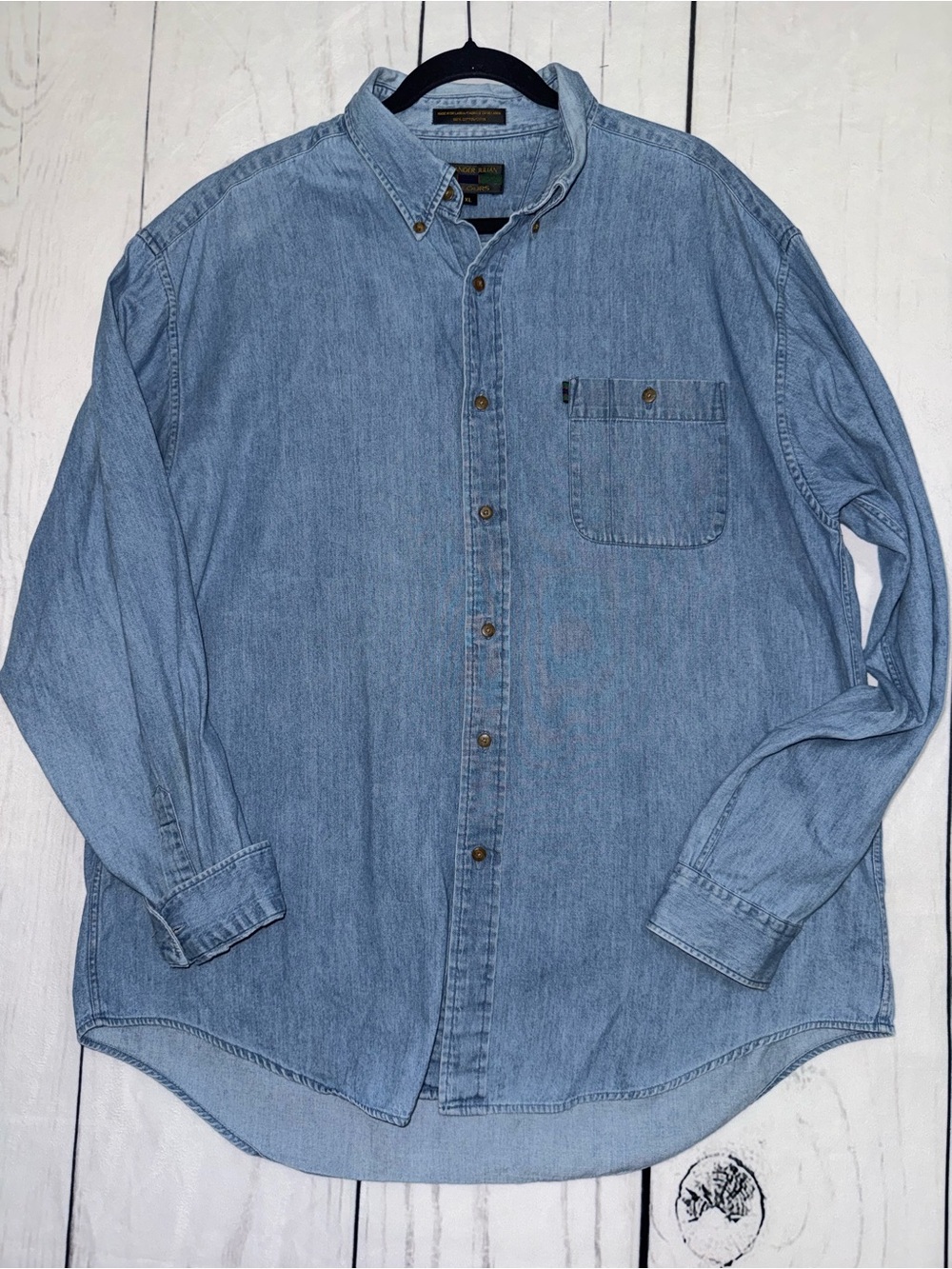 Vintage 90s Alexander Julian Colours Denim Shirt Men XL 100% Cotton